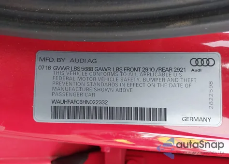 2017 Audi S6 4.0T Premium Plus z USA, uszkodzony, nr VIN WAUHFAFC6HN022332